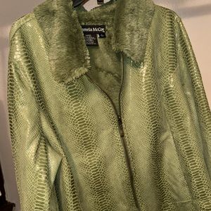 Crocodile Skin Leather Coat W/ Fur